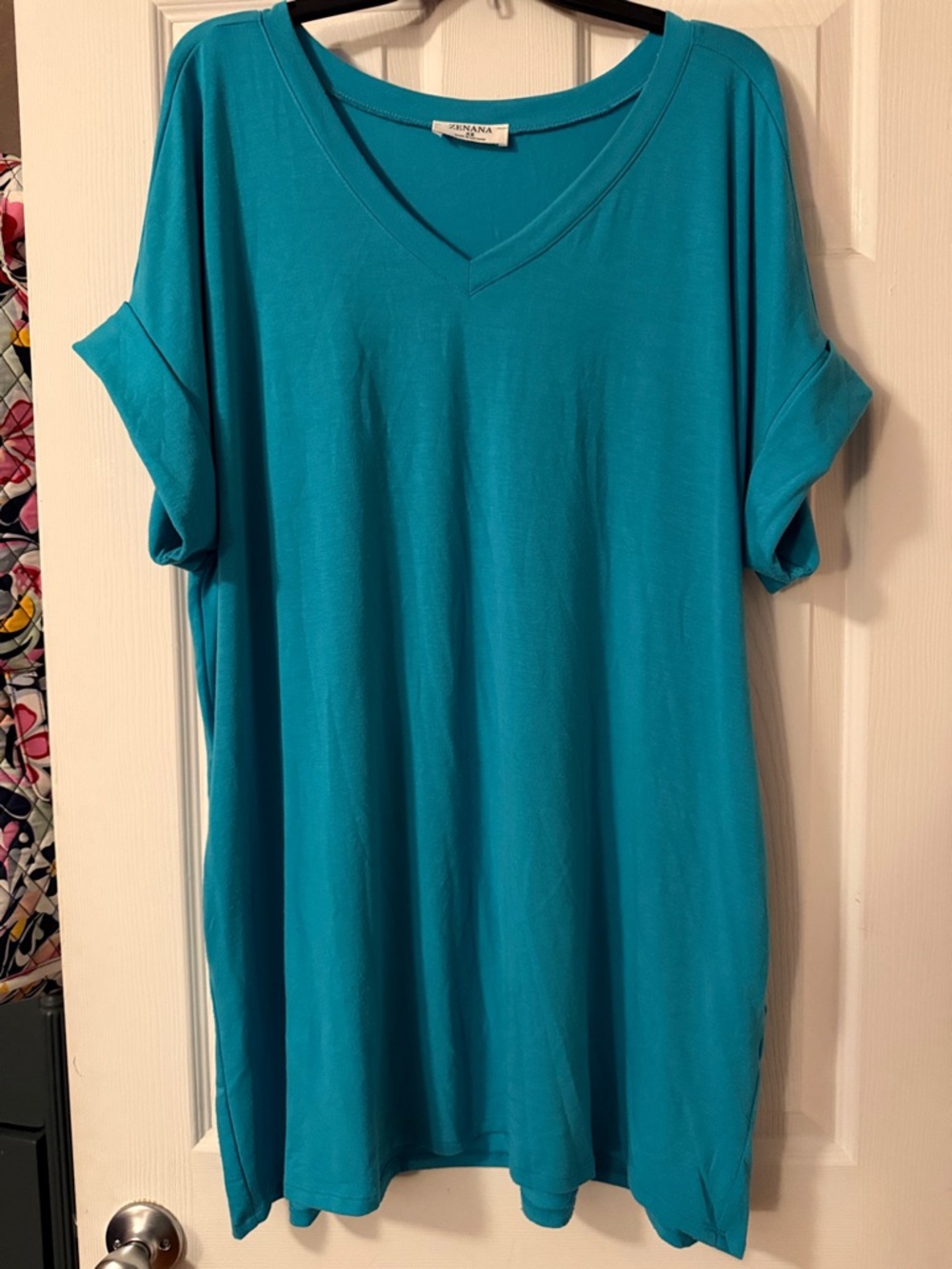 Zenana Outfitters Turquoise V-Neck Tunic Top